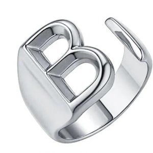 Letter Initial "B" Adjustable Ring